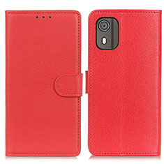 Coque Portefeuille Livre Cuir Etui Clapet A03D pour Nokia C02 Rouge