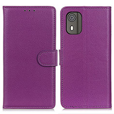 Coque Portefeuille Livre Cuir Etui Clapet A03D pour Nokia C02 Violet