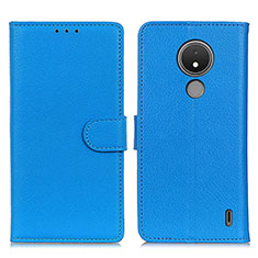 Coque Portefeuille Livre Cuir Etui Clapet A03D pour Nokia C21 Bleu Ciel