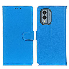 Coque Portefeuille Livre Cuir Etui Clapet A03D pour Nokia X30 5G Bleu Ciel