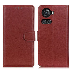 Coque Portefeuille Livre Cuir Etui Clapet A03D pour OnePlus 10R 5G Marron