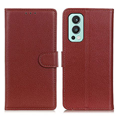 Coque Portefeuille Livre Cuir Etui Clapet A03D pour OnePlus Nord 2 5G Marron