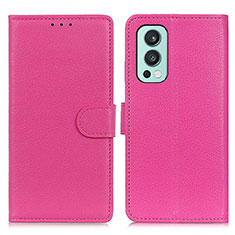 Coque Portefeuille Livre Cuir Etui Clapet A03D pour OnePlus Nord 2 5G Rose Rouge