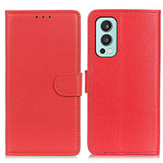 Coque Portefeuille Livre Cuir Etui Clapet A03D pour OnePlus Nord 2 5G Rouge