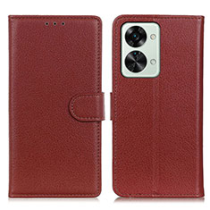 Coque Portefeuille Livre Cuir Etui Clapet A03D pour OnePlus Nord 2T 5G Marron