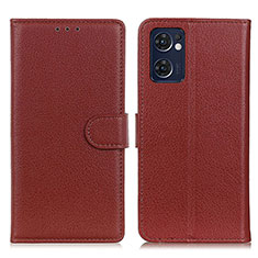 Coque Portefeuille Livre Cuir Etui Clapet A03D pour OnePlus Nord CE 2 5G Marron