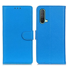 Coque Portefeuille Livre Cuir Etui Clapet A03D pour OnePlus Nord CE 5G Bleu Ciel