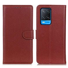 Coque Portefeuille Livre Cuir Etui Clapet A03D pour Oppo A54 4G Marron