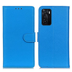 Coque Portefeuille Livre Cuir Etui Clapet A03D pour Oppo A55S 5G Bleu Ciel