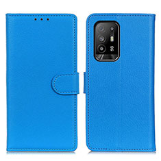 Coque Portefeuille Livre Cuir Etui Clapet A03D pour Oppo F19 Pro+ Plus 5G Bleu Ciel