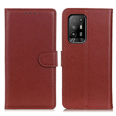 Coque Portefeuille Livre Cuir Etui Clapet A03D pour Oppo F19 Pro+ Plus 5G Marron