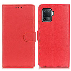 Coque Portefeuille Livre Cuir Etui Clapet A03D pour Oppo F19 Pro Rouge