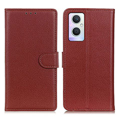 Coque Portefeuille Livre Cuir Etui Clapet A03D pour Oppo F21 Pro 5G Marron