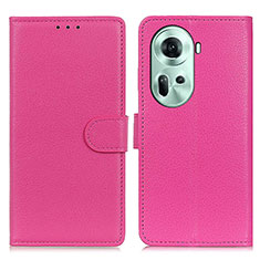 Coque Portefeuille Livre Cuir Etui Clapet A03D pour Oppo Reno11 5G Rose Rouge