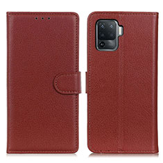 Coque Portefeuille Livre Cuir Etui Clapet A03D pour Oppo Reno5 F Marron