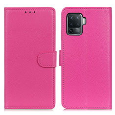 Coque Portefeuille Livre Cuir Etui Clapet A03D pour Oppo Reno5 F Rose Rouge