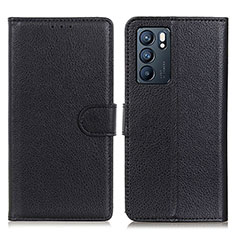 Coque Portefeuille Livre Cuir Etui Clapet A03D pour Oppo Reno6 5G Noir