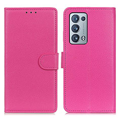 Coque Portefeuille Livre Cuir Etui Clapet A03D pour Oppo Reno6 Pro 5G Rose Rouge