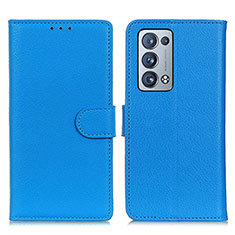 Coque Portefeuille Livre Cuir Etui Clapet A03D pour Oppo Reno6 Pro+ Plus 5G Bleu Ciel