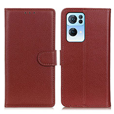 Coque Portefeuille Livre Cuir Etui Clapet A03D pour Oppo Reno7 Pro 5G Marron