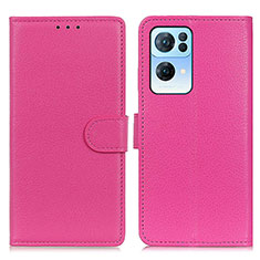 Coque Portefeuille Livre Cuir Etui Clapet A03D pour Oppo Reno7 Pro 5G Rose Rouge