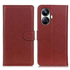 Coque Portefeuille Livre Cuir Etui Clapet A03D pour Realme 10 Pro+ Plus 5G Marron