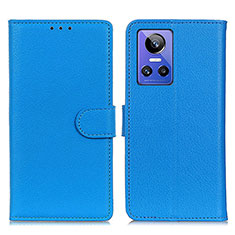 Coque Portefeuille Livre Cuir Etui Clapet A03D pour Realme GT Neo3 5G Bleu Ciel