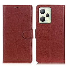 Coque Portefeuille Livre Cuir Etui Clapet A03D pour Realme Narzo 50A Prime Marron