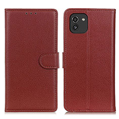 Coque Portefeuille Livre Cuir Etui Clapet A03D pour Samsung Galaxy A03 Marron