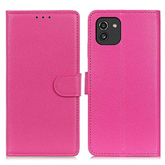 Coque Portefeuille Livre Cuir Etui Clapet A03D pour Samsung Galaxy A03 Rose Rouge