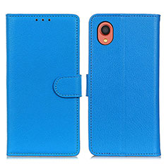 Coque Portefeuille Livre Cuir Etui Clapet A03D pour Samsung Galaxy A22 5G SC-56B Bleu Ciel