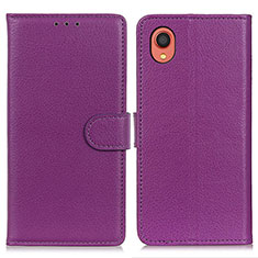 Coque Portefeuille Livre Cuir Etui Clapet A03D pour Samsung Galaxy A22 5G SC-56B Violet