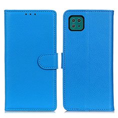 Coque Portefeuille Livre Cuir Etui Clapet A03D pour Samsung Galaxy A22s 5G Bleu Ciel