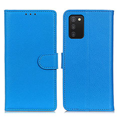 Coque Portefeuille Livre Cuir Etui Clapet A03D pour Samsung Galaxy F02S SM-E025F Bleu Ciel