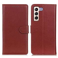 Coque Portefeuille Livre Cuir Etui Clapet A03D pour Samsung Galaxy S21 FE 5G Marron