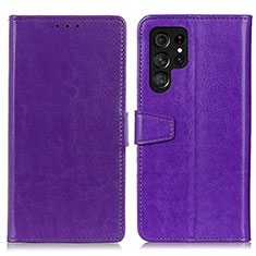 Coque Portefeuille Livre Cuir Etui Clapet A03D pour Samsung Galaxy S22 Ultra 5G Violet