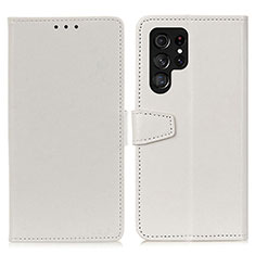 Coque Portefeuille Livre Cuir Etui Clapet A03D pour Samsung Galaxy S23 Ultra 5G Blanc