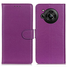 Coque Portefeuille Livre Cuir Etui Clapet A03D pour Sharp Aquos R7 Violet