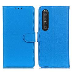 Coque Portefeuille Livre Cuir Etui Clapet A03D pour Sony Xperia 1 III Bleu Ciel