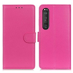 Coque Portefeuille Livre Cuir Etui Clapet A03D pour Sony Xperia 1 III Rose Rouge