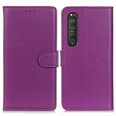 Coque Portefeuille Livre Cuir Etui Clapet A03D pour Sony Xperia 1 III Violet