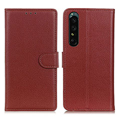 Coque Portefeuille Livre Cuir Etui Clapet A03D pour Sony Xperia 1 IV Marron