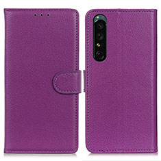 Coque Portefeuille Livre Cuir Etui Clapet A03D pour Sony Xperia 1 IV SO-51C Violet