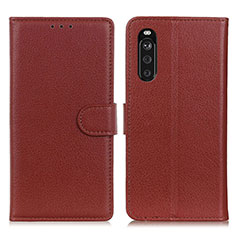 Coque Portefeuille Livre Cuir Etui Clapet A03D pour Sony Xperia 10 III Lite Marron