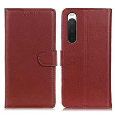 Coque Portefeuille Livre Cuir Etui Clapet A03D pour Sony Xperia 10 IV SO-52C Marron