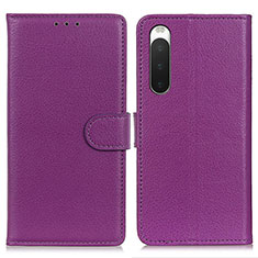 Coque Portefeuille Livre Cuir Etui Clapet A03D pour Sony Xperia 10 IV SO-52C Violet