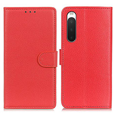 Coque Portefeuille Livre Cuir Etui Clapet A03D pour Sony Xperia 10 IV SOG07 Rouge