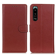 Coque Portefeuille Livre Cuir Etui Clapet A03D pour Sony Xperia 5 III Marron