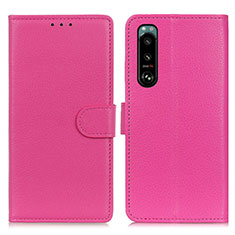 Coque Portefeuille Livre Cuir Etui Clapet A03D pour Sony Xperia 5 III Rose Rouge