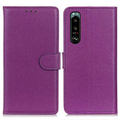 Coque Portefeuille Livre Cuir Etui Clapet A03D pour Sony Xperia 5 III SO-53B Violet